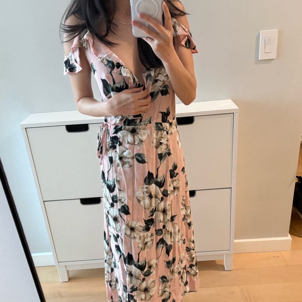 Topshop Pink with White Floral Wrap Dress
